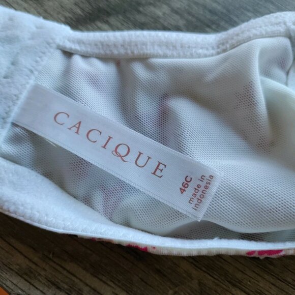 Cacique White Floral Lightly Line T-shirt Bra Size 46C - Picture 3 of 7